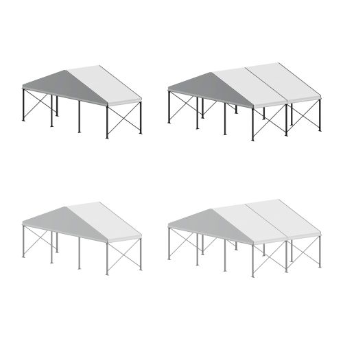 30' Wide A Frame Structure Tent with White Top