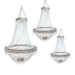 Bronze acrylic crystal chandelier set with tiered bead strands, elegant hanging décor lighting for weddings, lounges, and event staging.