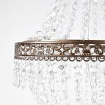 Bronze acrylic crystal chandelier set with tiered bead strands, elegant hanging décor lighting for weddings, lounges, and event staging.