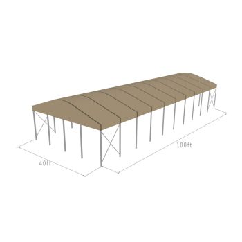 Curve Structure 40'X100' Silver Frame Taupe Top