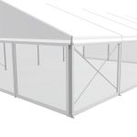 10′ clear vinyl tent sidewall for event tents, providing weather protection while maintaining full visibility and natural light