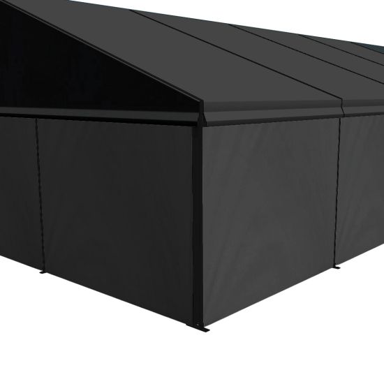 10′ black vinyl tent sidewall panel for event tents, providing privacy and weather protection for outdoor weddings and parties