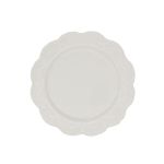 Bordallo embossed salad plate in white with raised rim detailing and scalloped edge, round elegant design on a white background for weddings
