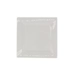 White square salad plate with slightly raised rim and subtle corner detailing, medium square plate on a white background