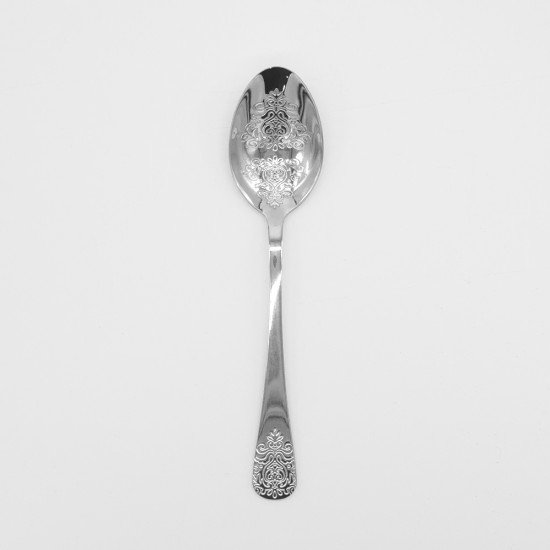 Silver Casa Blanca dessert spoon with ornate patterned handle