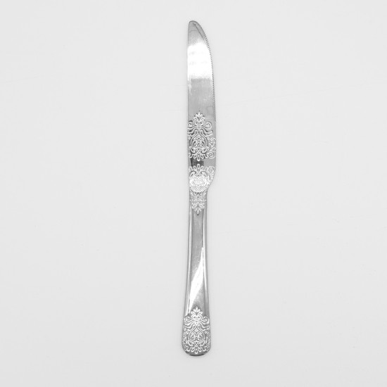 Silver Casa Blanca dinner knife with ornate patterned handle