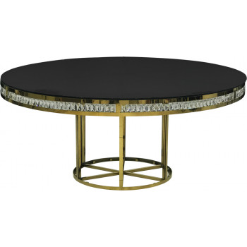 Reflection Dining Table Round (Crystal) (Gold) (Black Top)
