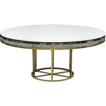 Reflection Dining Table Round (Crystal) (Gold) (White Top)