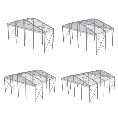 40' Wide Curve Structure Tents with Silver Frames & Clear Tops for Elegant Florida Keys Events