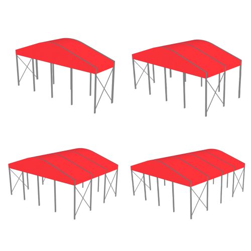 40' Wide Curve Structure Tents with Silver Frames & Red Tops for Bold Florida Keys Events