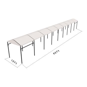 Curve Structure 10'X90' Black Frame white top