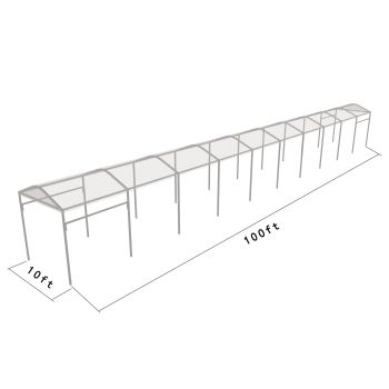 Curve Structure 10'X100' Silver Frame clear top