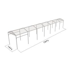 Curve Structure 10'X70' Silver Frame clear top