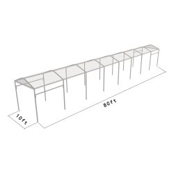 Curve Structure 10'X80' Silver Frame clear top