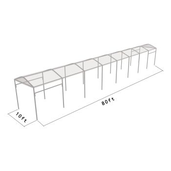Curve Structure 10'X80' Silver Frame clear top