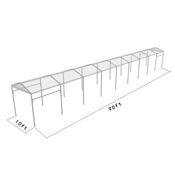 Curve Structure 10'X90' Silver Frame clear top