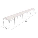 10'x100' curved event tent with silver frame and white arched roof, modern structure for outdoor events and rental setups