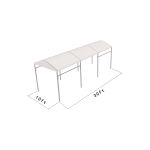Cu10'x30' curved event tent with silver frame and white arched roof, modern structure for outdoor events and rental setups