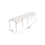 10'x40' curved event tent with silver frame and white arched roof, modern structure for outdoor events and rental setups