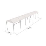 10'x60' curved event tent with silver frame and white arched roof, modern structure for outdoor events and rental setups