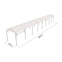 Curve Structure 10'X80' Silver Frame white top