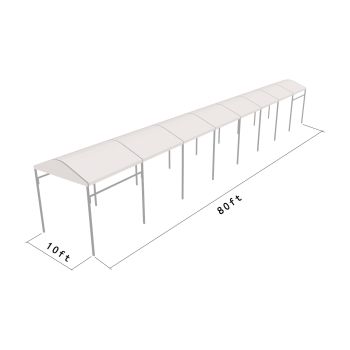 Curve Structure 10'X80' Silver Frame white top