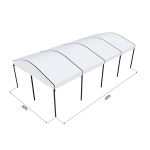 20'x40' curved event tent with black frame and white arched roof, elegant open-sided event structure displayed in product rendering with dimensions