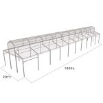 20′x100′ cathedral structure tent with black frame and clear top canopy for elegant outdoor events and garden weddings