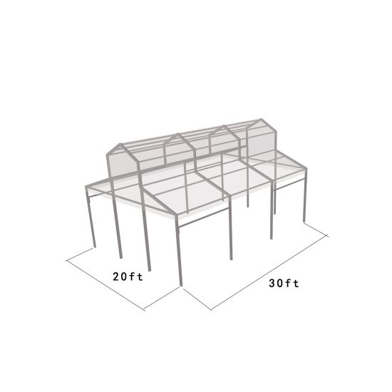 20′x30′ cathedral structure tent with black frame and clear top canopy for elegant outdoor events and garden weddings