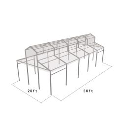 Cathedral Structure 20'x50' Silver Frame Clear Top - Garden Tent