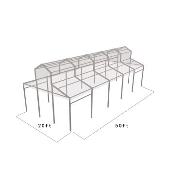 Cathedral Structure 20'x50' Silver Frame Clear Top - Garden Tent