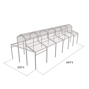 Cathedral Structure 20'x60' Silver Frame Clear Top - Garden Tent
