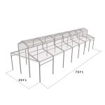 20′x70′ cathedral structure tent with black frame and clear top canopy for elegant outdoor events and garden weddings