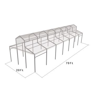 Cathedral Structure 20'x70' Silver Frame Clear Top - Garden Tent