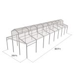 20′x80′ cathedral structure tent with black frame and clear top canopy for elegant outdoor events and garden weddings