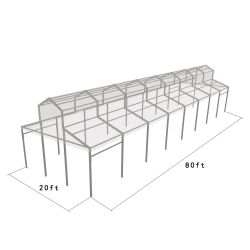 Cathedral Structure 20'x80' Silver Frame Clear Top - Garden Tent