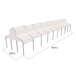 Cathedral Structure 20'x90' Silver Frame White Top - Garden Tent