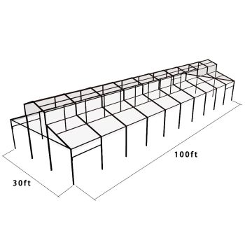 Cathedral Structure 30'x100' Black Frame Clear Top - Garden Tent