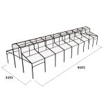 30′x90′ cathedral tent with black frame and clear top for elegant outdoor weddings and upscale events