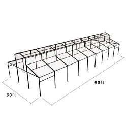 Cathedral Structure 30'x90' Black Frame Clear Top - Garden Tent