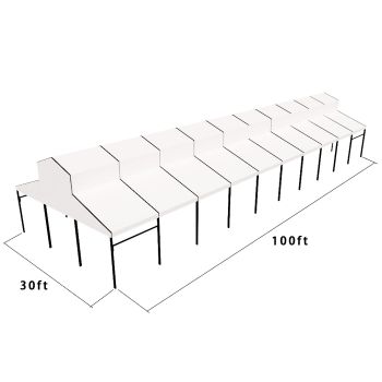 Cathedral Structure 30'x100' Black Frame White Top - Garden Tent