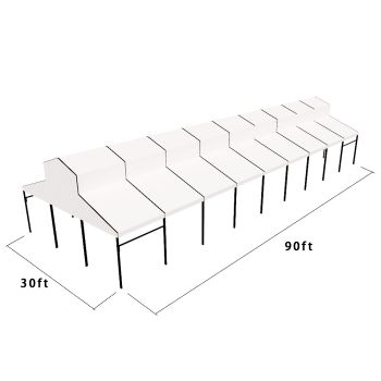 Cathedral Structure 30'x90' Black Frame White Top - Garden Tent