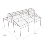 30′x30′ cathedral tent with black frame and clear top for elegant outdoor weddings and upscale events