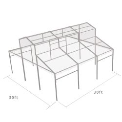 Cathedral Structure 30'x30' Silver Frame Clear Top - Garden Tent