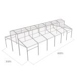 30′x60′ cathedral tent with black frame and clear top for elegant outdoor weddings and upscale events