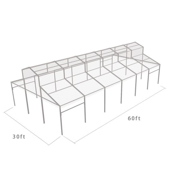 30′x60′ cathedral tent with black frame and clear top for elegant outdoor weddings and upscale events