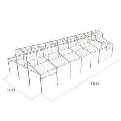 Cathedral Structure 30'x70' Silver Frame Clear Top - Garden Tent