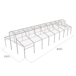 Cathedral Structure 30'x80' Silver Frame Clear Top - Garden Tent