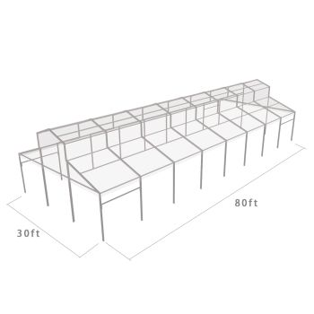 Cathedral Structure 30'x80' Silver Frame Clear Top - Garden Tent