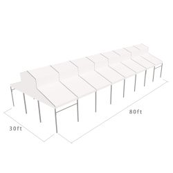 Cathedral Structure 30'x80' Silver Frame White Top - Garden Tent